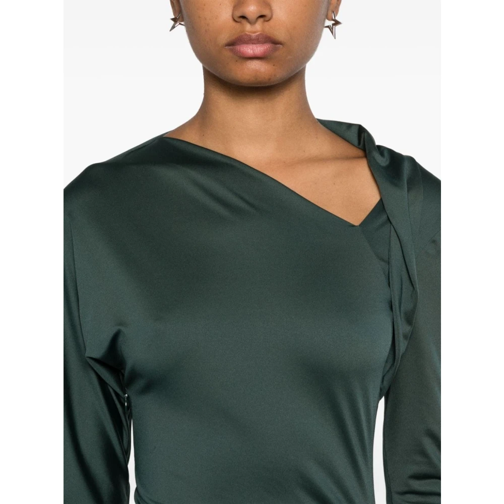 Victoria Beckham Groene Asymmetrische Halsjurk met Sjerp Green Dames
