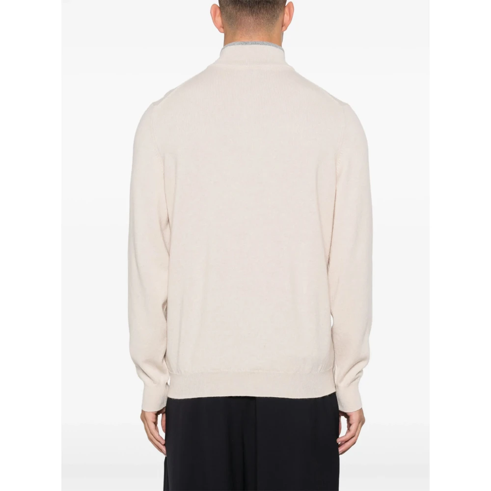 Fedeli Luxe Cashmere Half-Zip Gebreide kleding Beige Heren