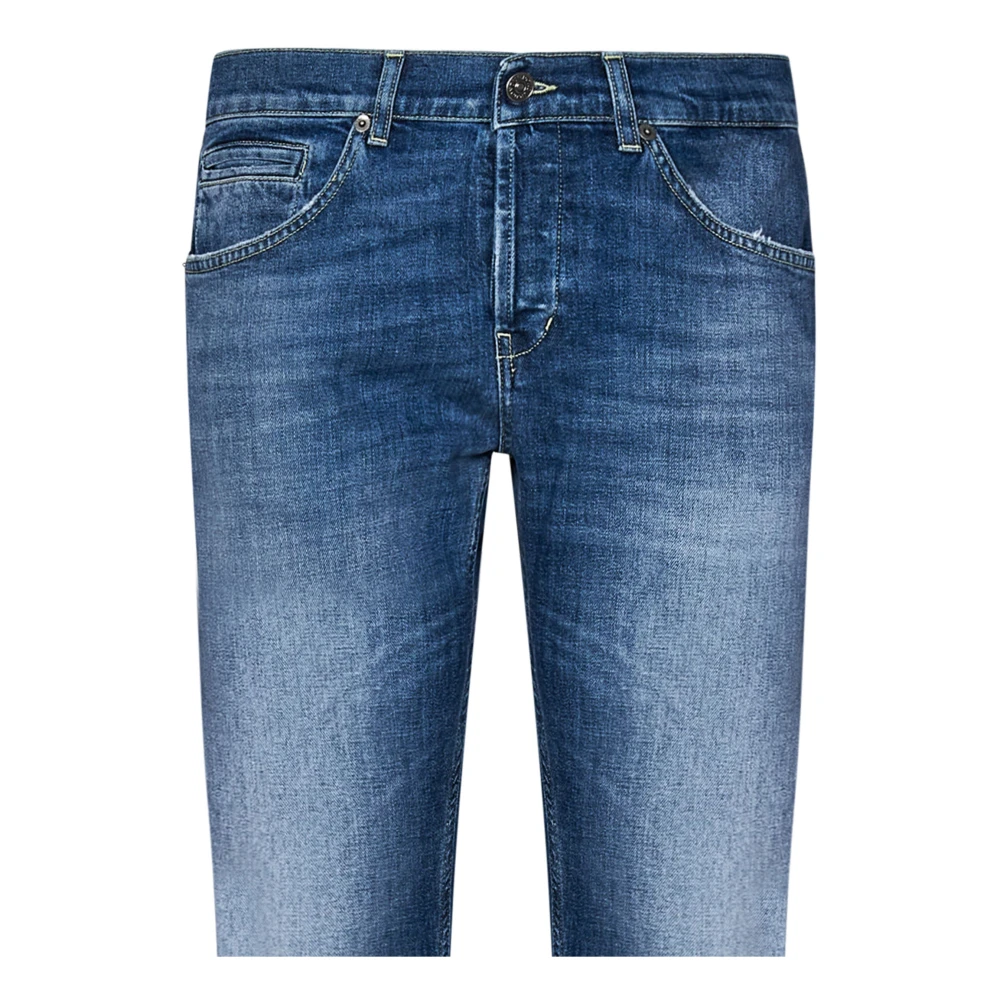 Dondup Blauwe Skinny-Fit Jeans met Logo Plaque Blue Heren