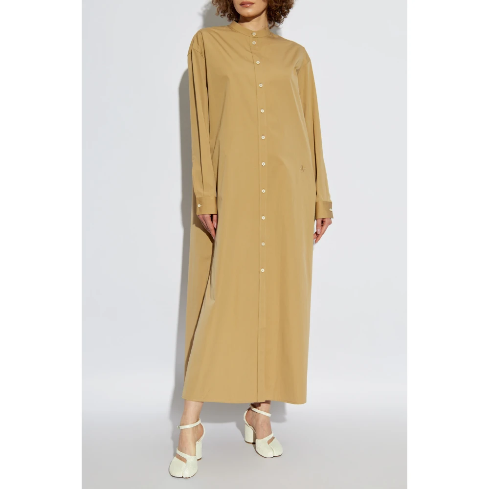 Jil Sander Jurk met geborduurd logo Beige Dames