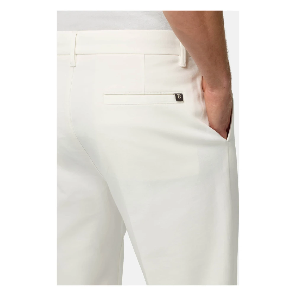 Boggi Milano Stretchkatoenen Broek White Heren