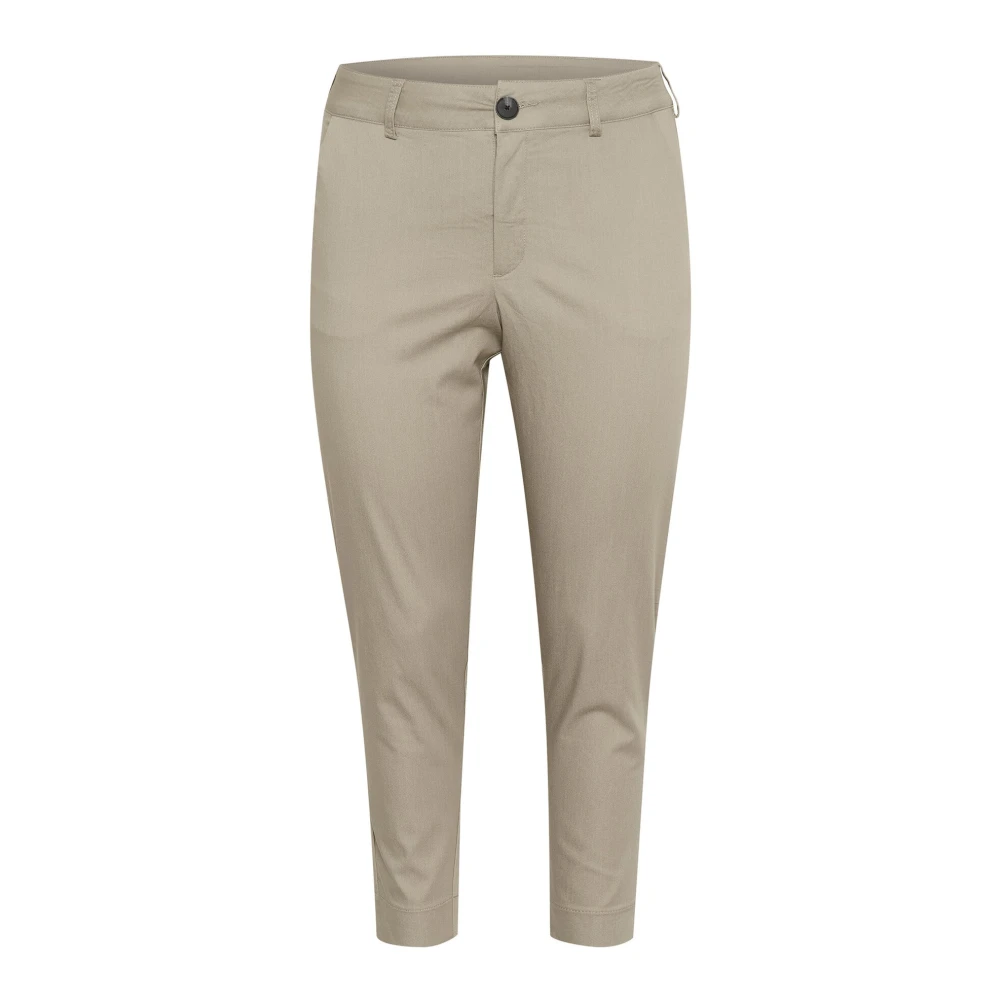 Kaffe Curve Women's Beige Chinos, 3XL, Elephant Skin Chino Cropped Trousers