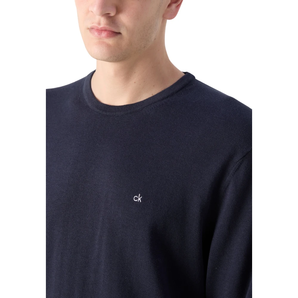 Calvin Klein Blauwe Trui Moderne Stijl Biologisch Katoen Blue Heren