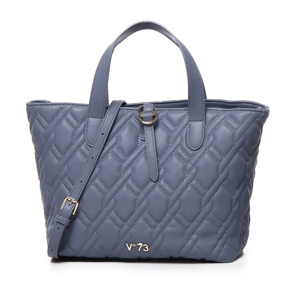 V73 Denim Ecoleather Tas met Handvatten en Verstelbare Schouderband Blue Dames