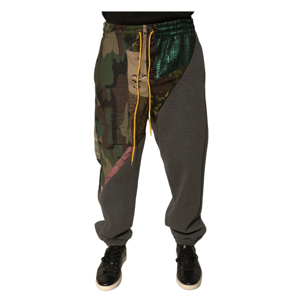 Dolce & Gabbana Camouflage Patchwork Jogger Sweatpants Multicolor Heren