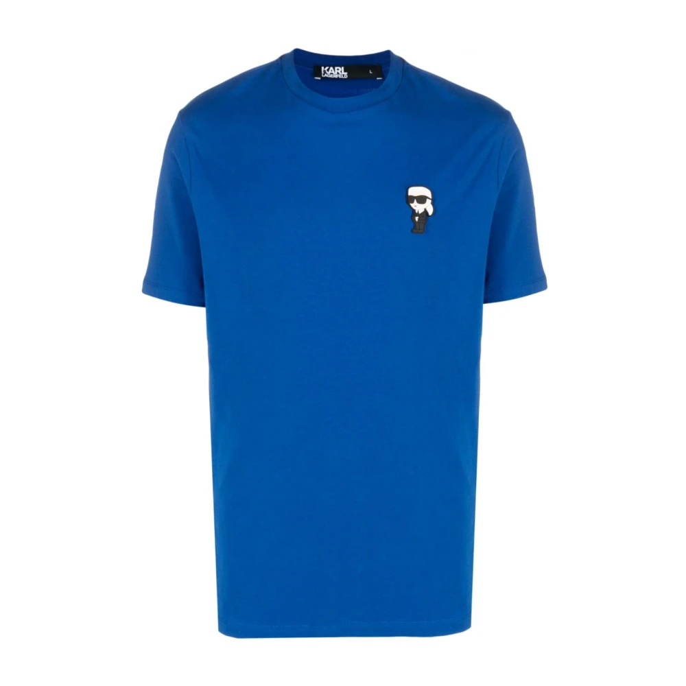 Karl Lagerfeld Ikonik Karl Patch Katoenen T-Shirt Blue Heren