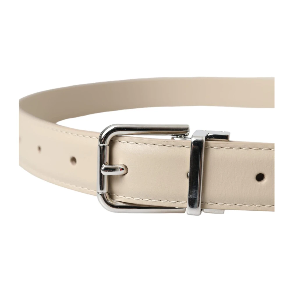 Dolce & Gabbana Beige Leren Riem met Metalen Gesp Beige Dames