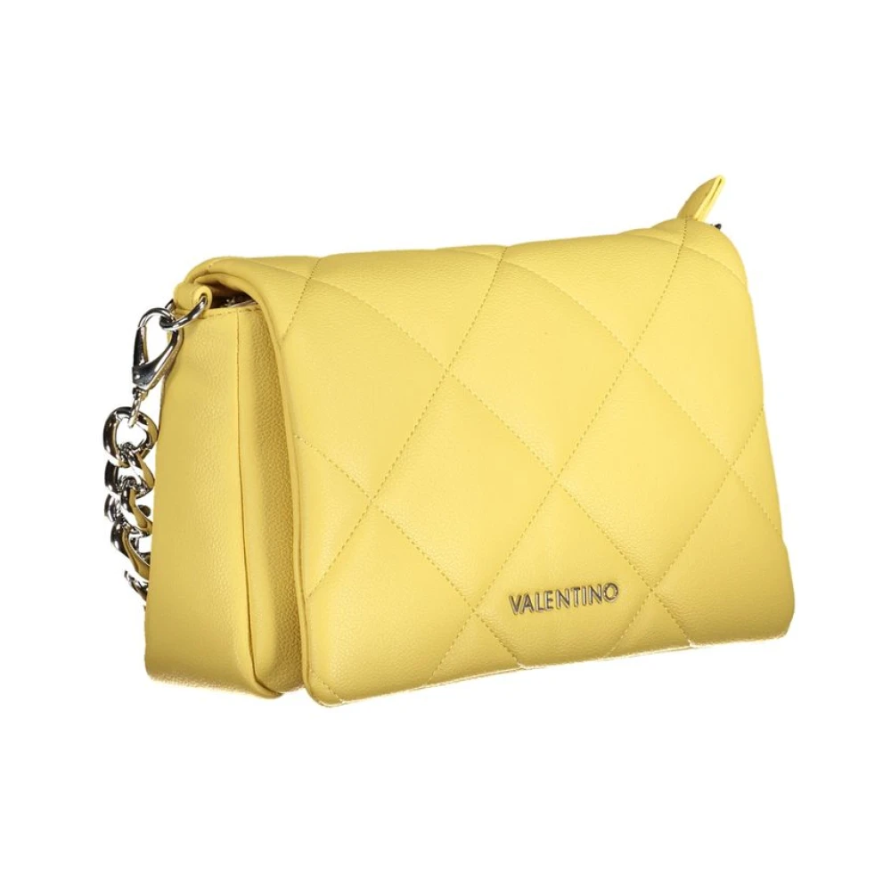 Valentino by Mario Valentino Gele polyethyleen handtas met kettinghandvat Yellow Dames
