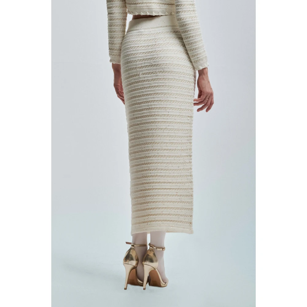 Kocca Gebreide kokerrok met lurex details White Dames