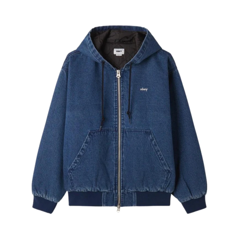 Obey Zip Up Hood Jas in Wiltern Stijl Blue Heren