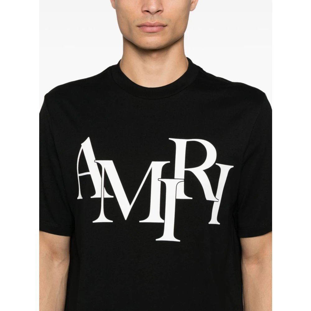 Amiri Staggered Logo T-shirt Black Heren