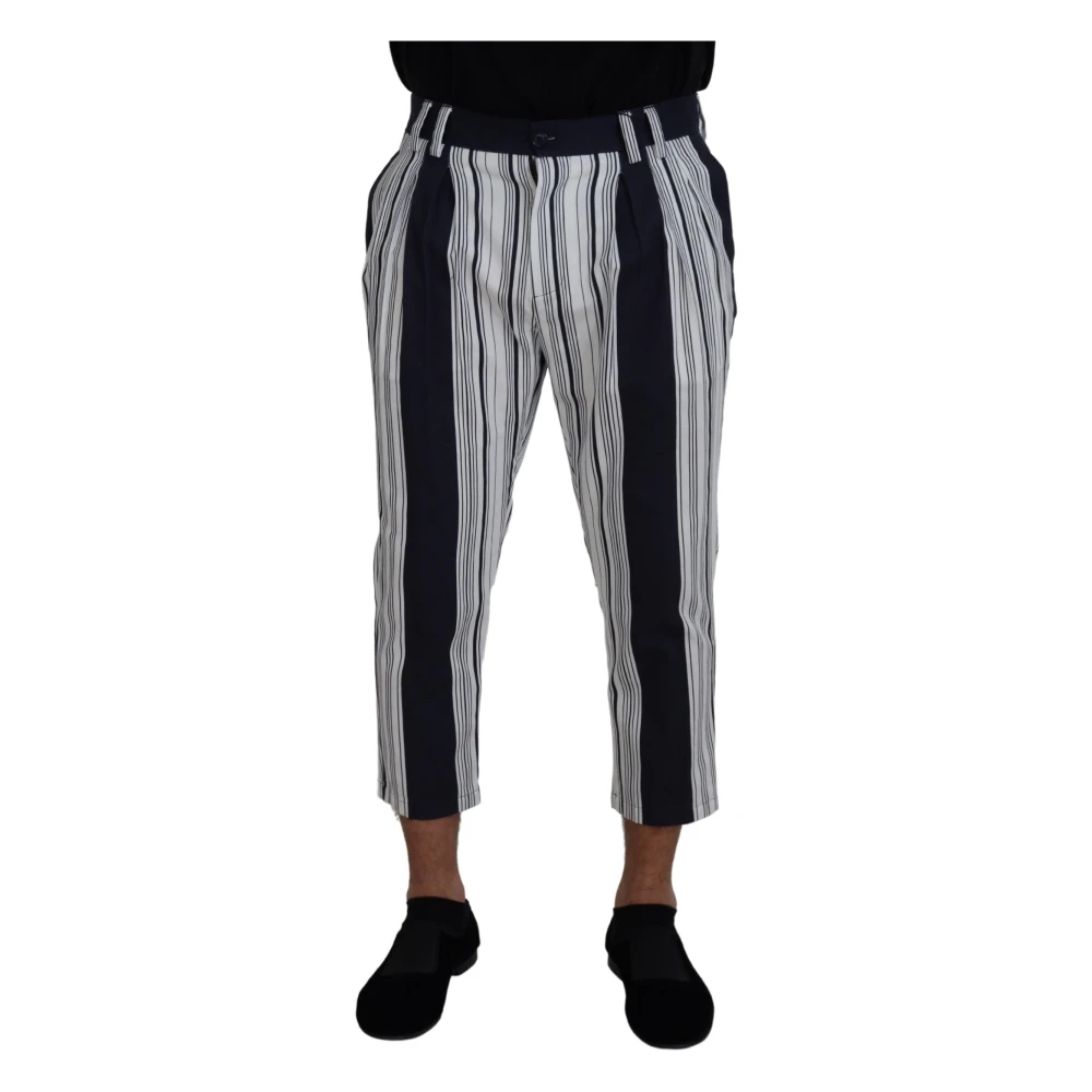 Dolce & Gabbana Men's Multicolor Elegant Striped Cotton Trousers For - Cropped Trousers - S - Trousers