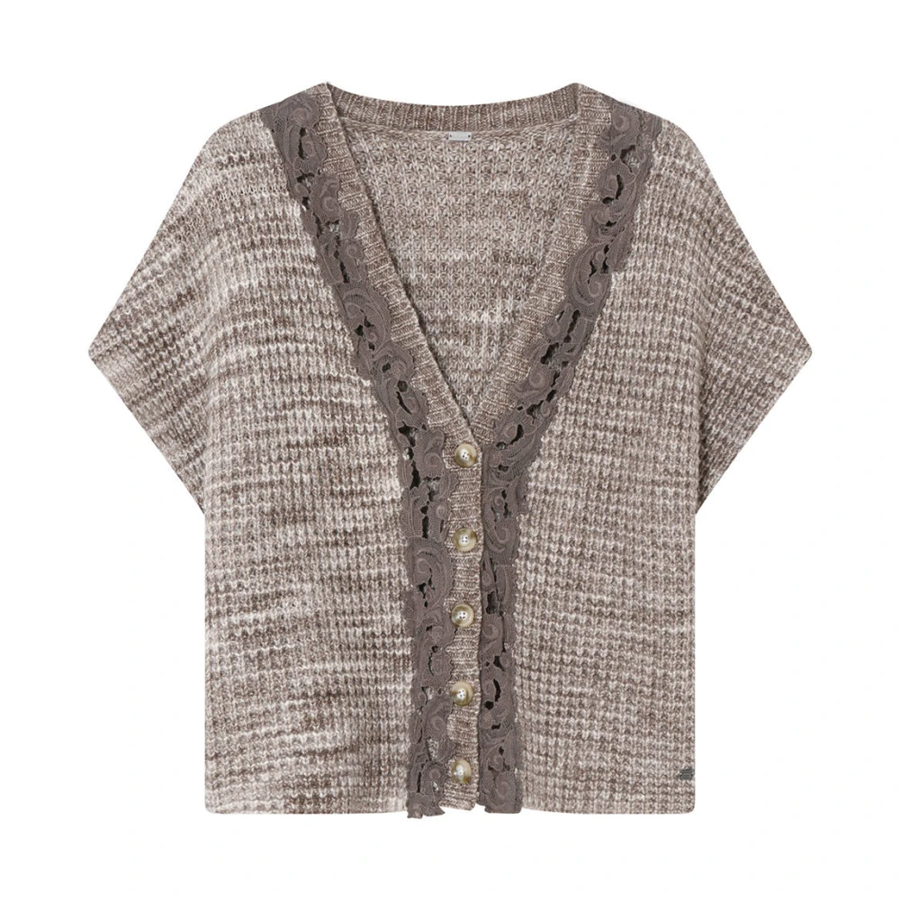 Gustav Gebreide Cardi Cape in Coya Kleur Brown Dames