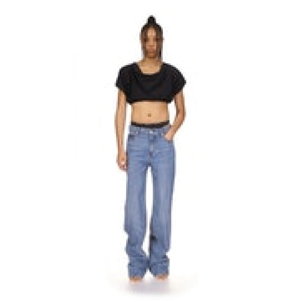alexander wang Relaxed Jean met Logo Elastische Bikini Blue Dames
