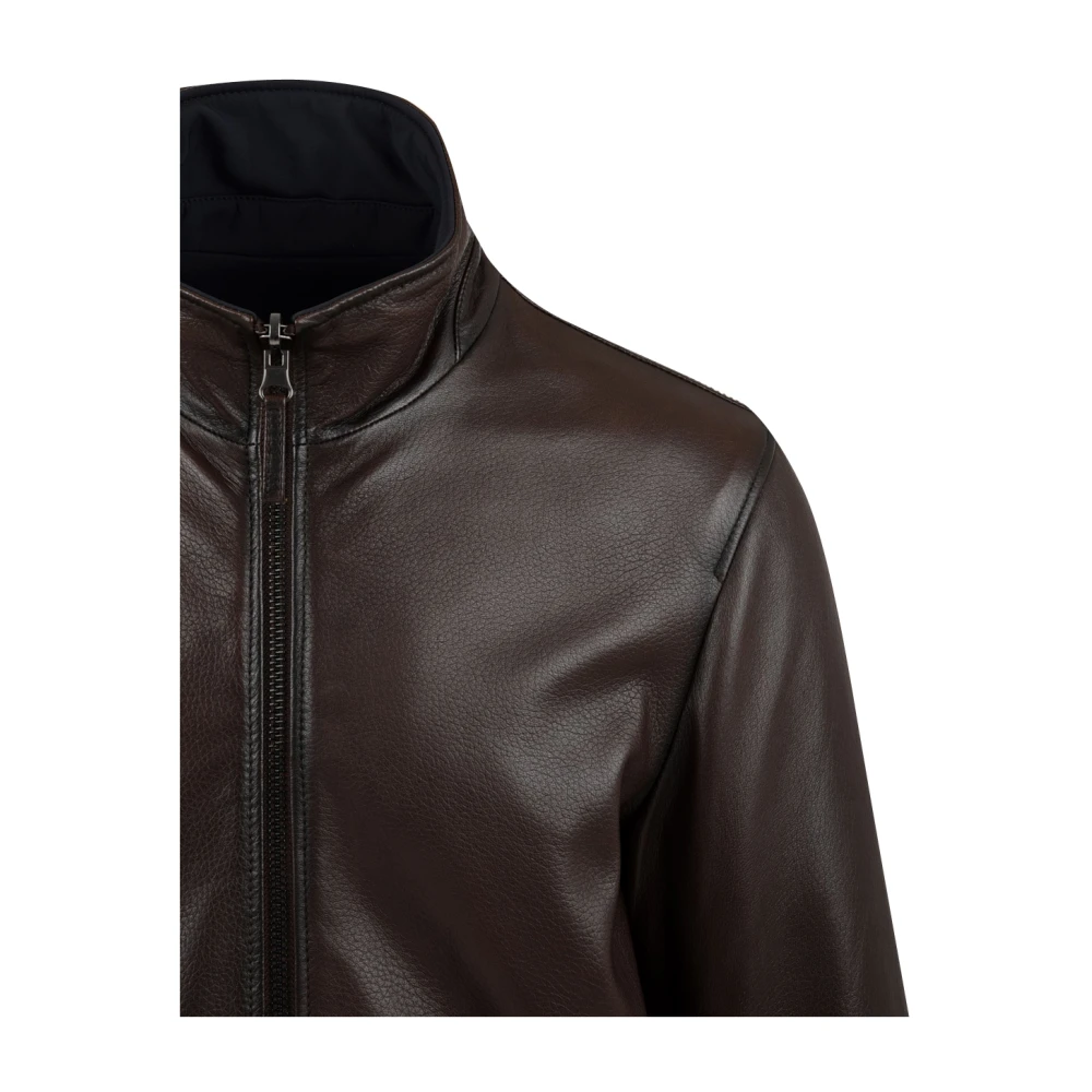 The Jack Leathers Omkeerbare Leren Jassen met Ritssluiting aan de Voorkant Brown Heren