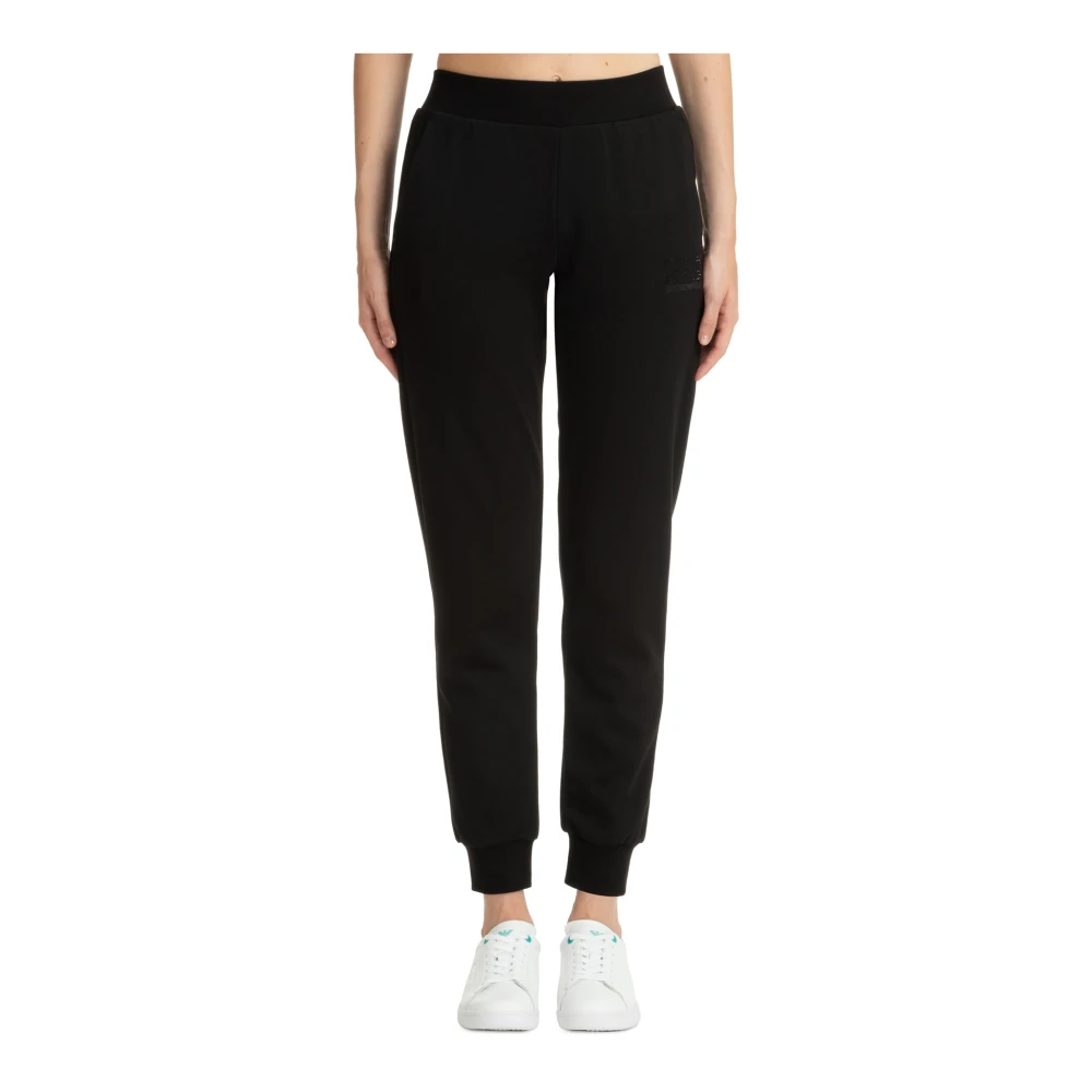 Emporio Armani EA7 Elastische Taille Joggers met Logo Black Dames