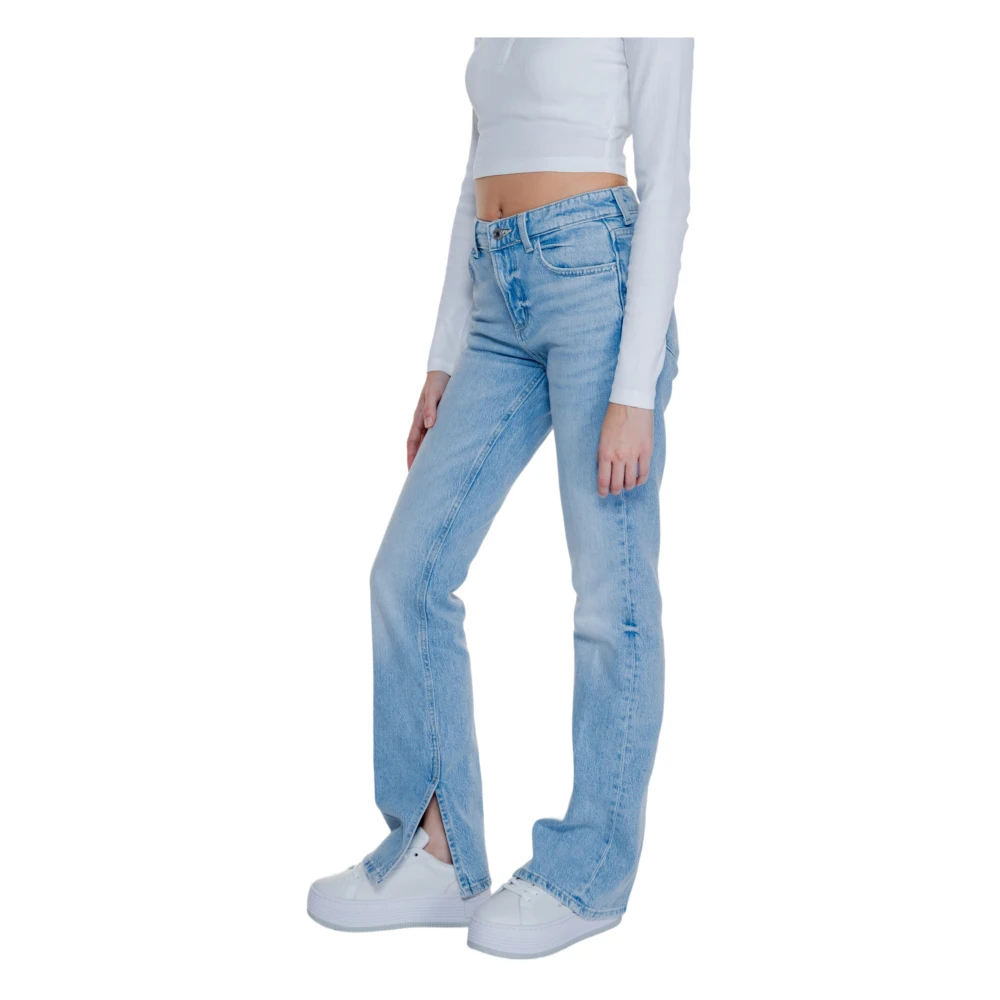 Guess Blauwe Rits Knopen Jeans Herfst Winter Vrouwen Blue Dames