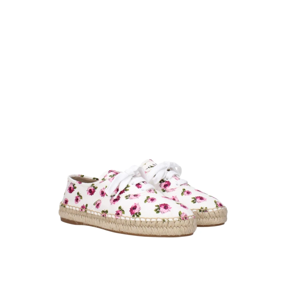 Prada Women's White Fabric Espadrilles With Logo Detail