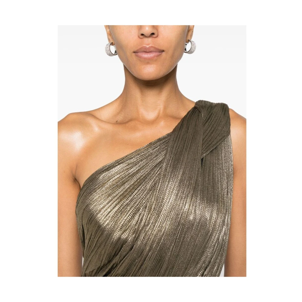 Maria Lucia Hohan Goudkleurige Zijden One-Shoulder Jurk Yellow Dames