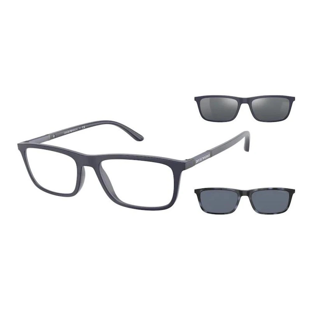 Emporio Armani Men's Transparent Man Ea4160 50881W Sunglasses Injected Blue Squared Normal Clip-On - Image 2