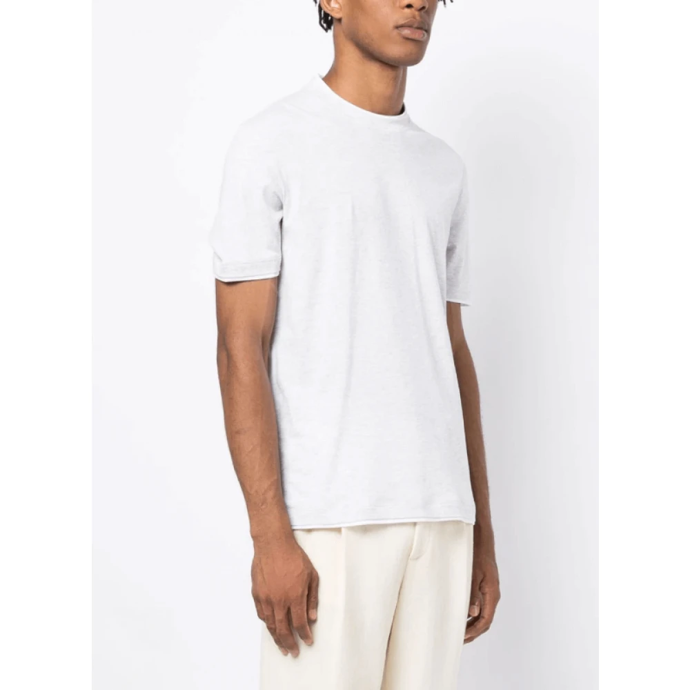 BRUNELLO CUCINELLI Lichtgrijze Katoenen Crew-Neck T-Shirt White Heren
