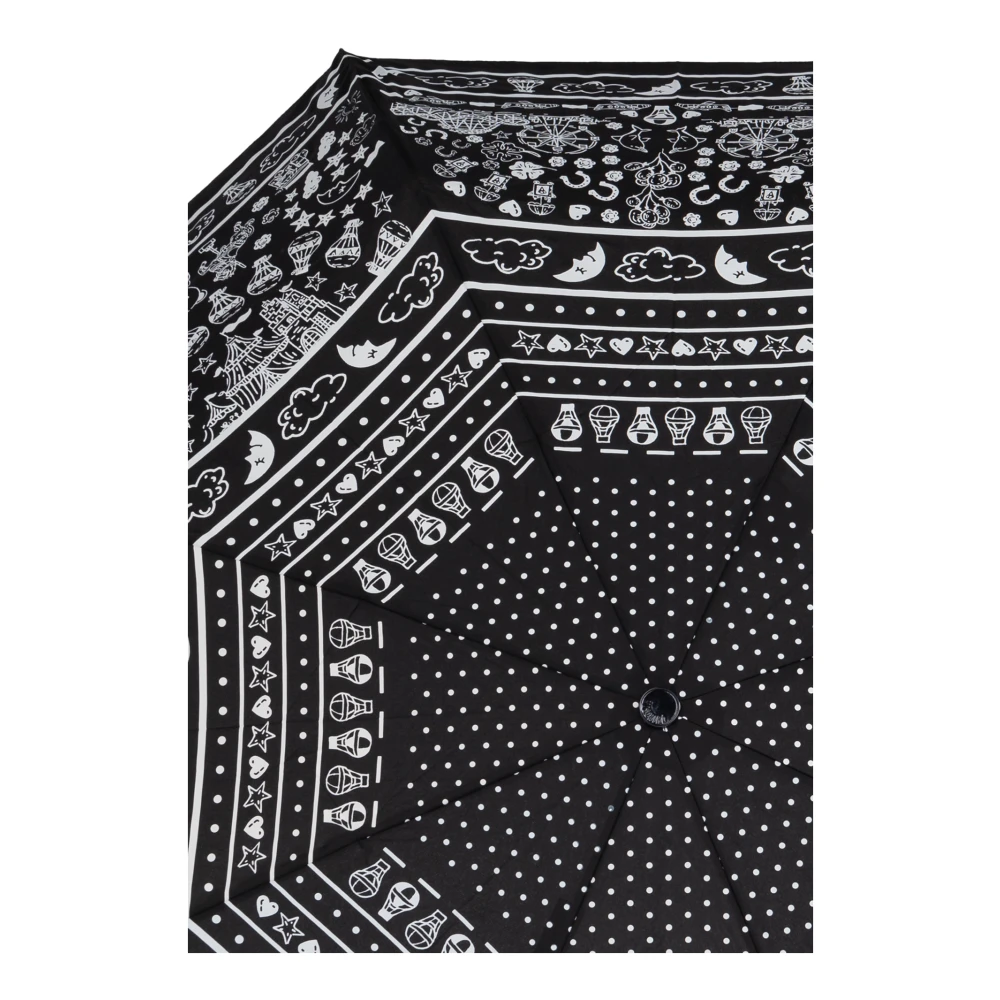 Moschino Opvouwbare paraplu met logo Black Unisex