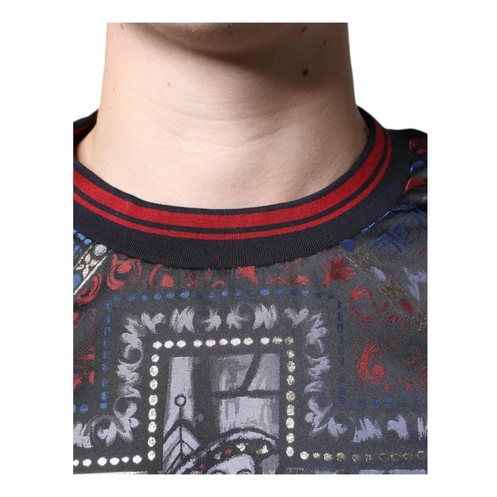 Dolce & Gabbana Multicolor Crew Neck Pullover Sweater Multicolor Heren