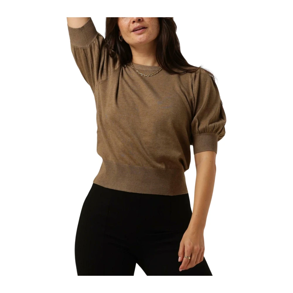 Minus Knit Tee Tops & T-shirts Taupe Beige Dames