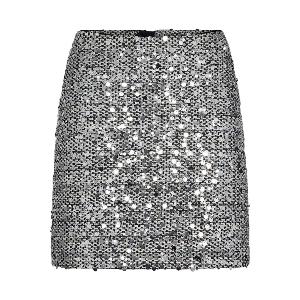 Co'couture Women's Gray Short Skirts, S, Silver Sequin Mini Skirt