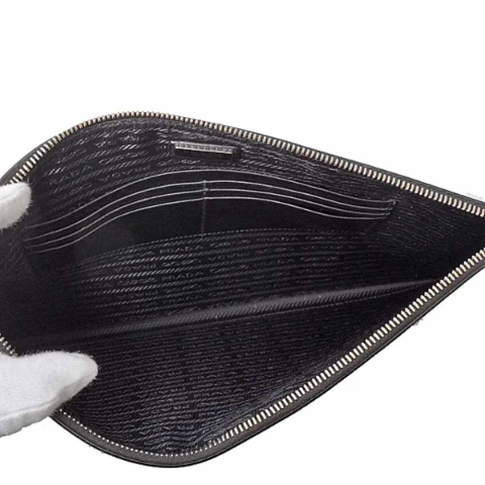Prada Vintage Pre-owned Leather clutches Black Dames
