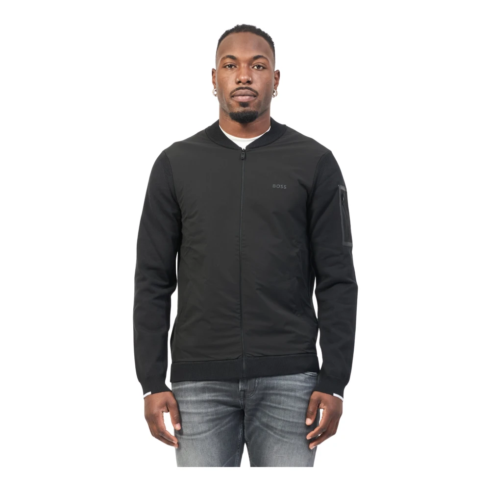 Hugo Boss Zwarte jas met logodetail Black Heren
