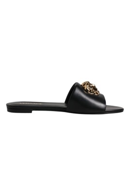 sandales-noires-en-cuir-avec-logo