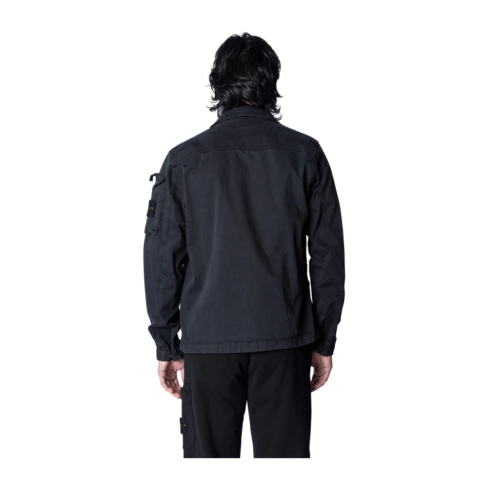 Stone Island Zwart Overshirt met 'Old' Verfbehandeling Black Heren