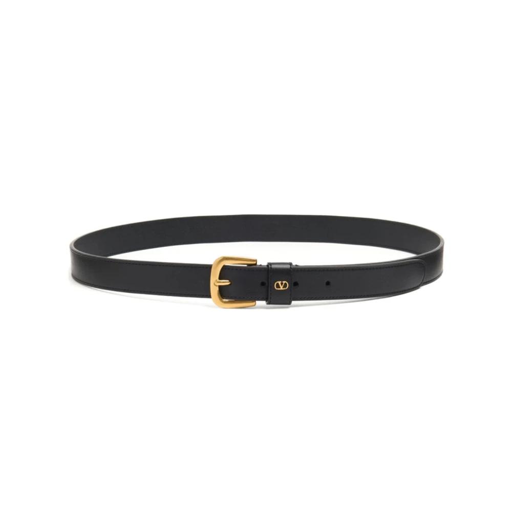 Valentino Garavani Zwarte Leren Logo Riem Black Heren