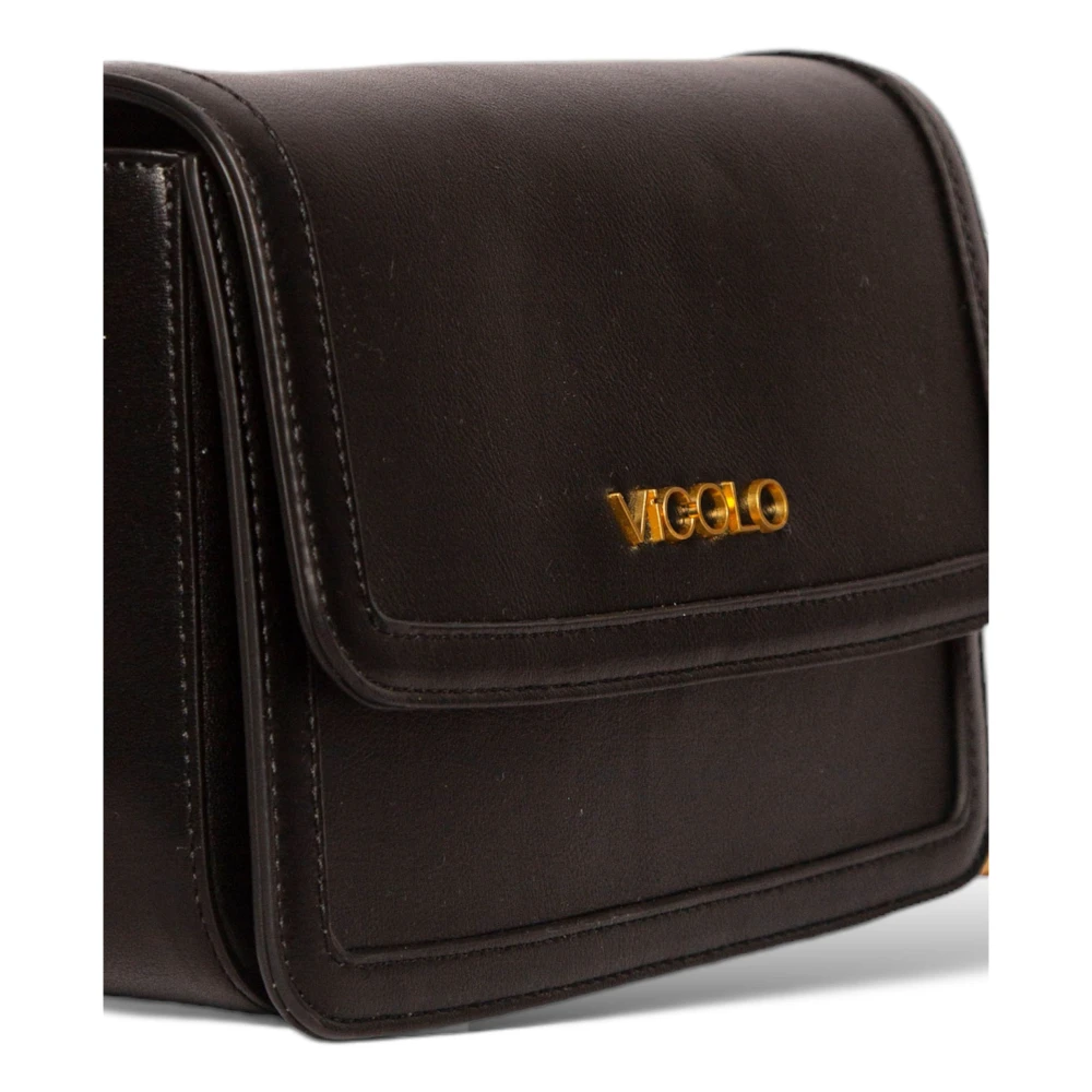 ViCOLO Eco-lederen flap tas in zwart Black Dames