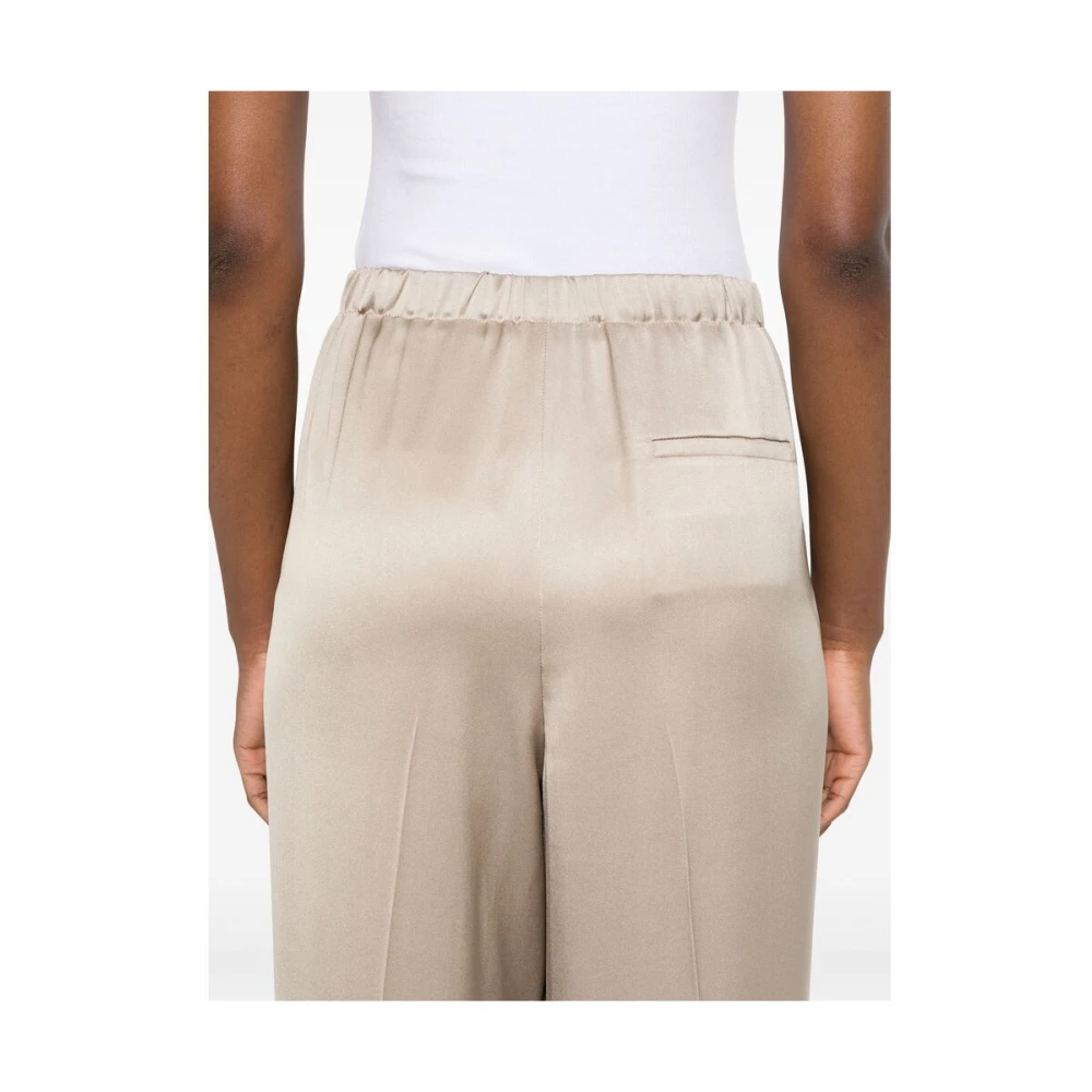 Giorgio Armani Salie Groene Zijden Satijnen Broek Beige Dames