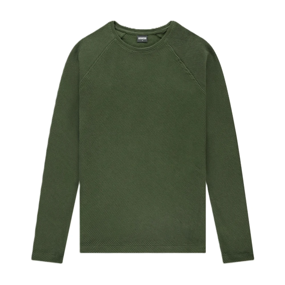 Kultivate Oblique Crew Neck Jumper Green Heren