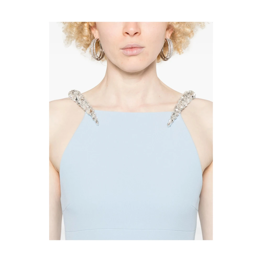 David Koma Jurk met vierkante halsmouwloos en zakdoekzoom Blue Dames