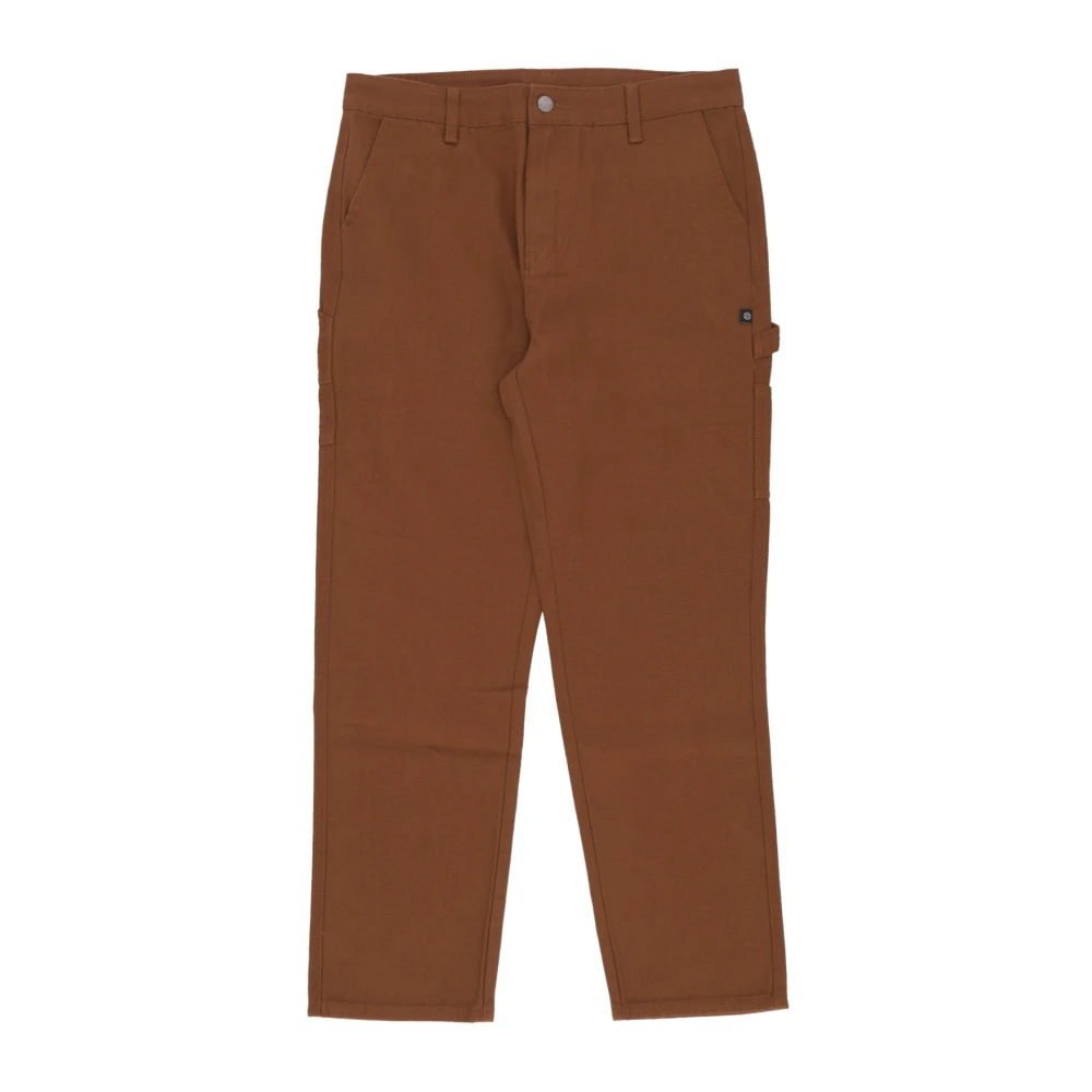 Dolly Noire Men's Brown Straight Trousers, Xs, Canvas Carpenter Trousers With Elastic Waist