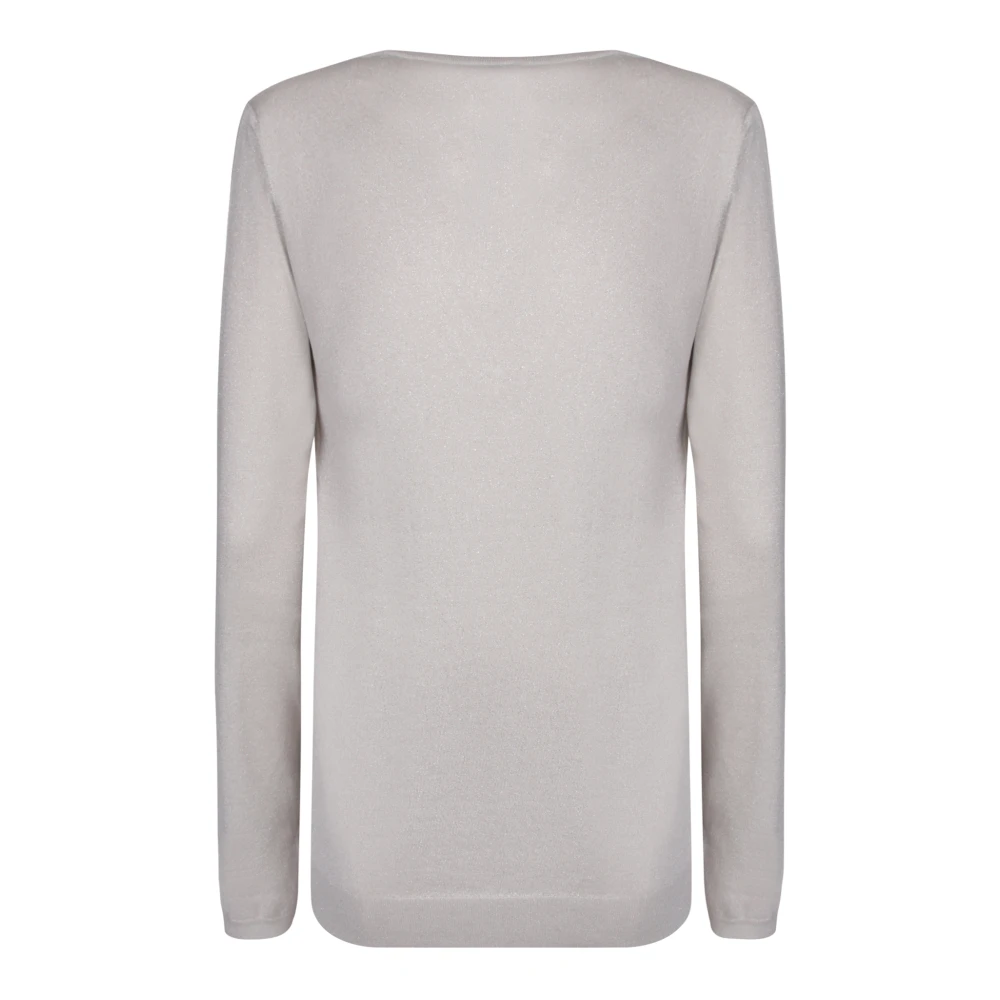 BRUNELLO CUCINELLI Wit Gebreid V-Hals Sprankelende Rand White Dames
