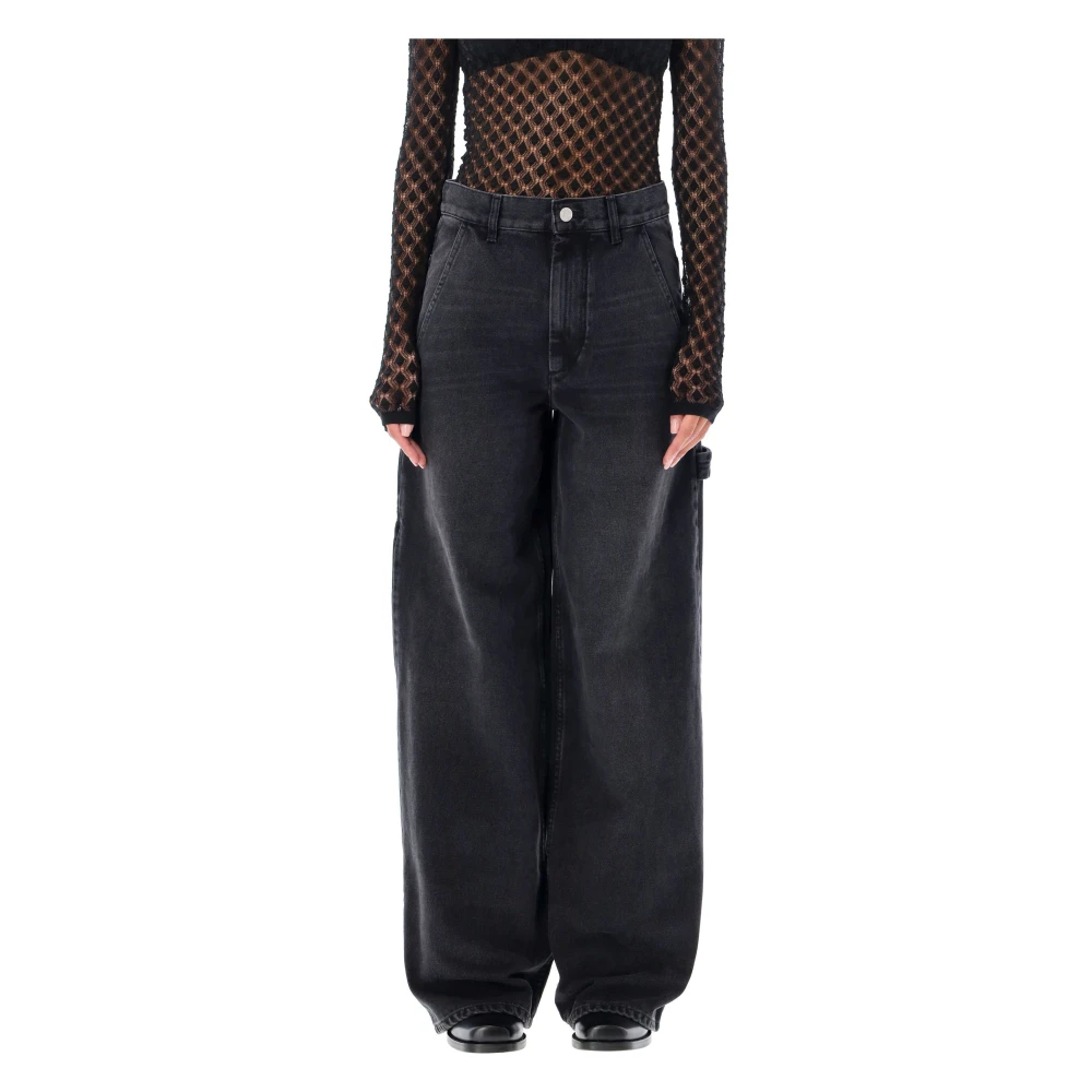 Isabel Marant Étoile Vervaagde Zwarte Cargo Jeans Aw24 Black Dames