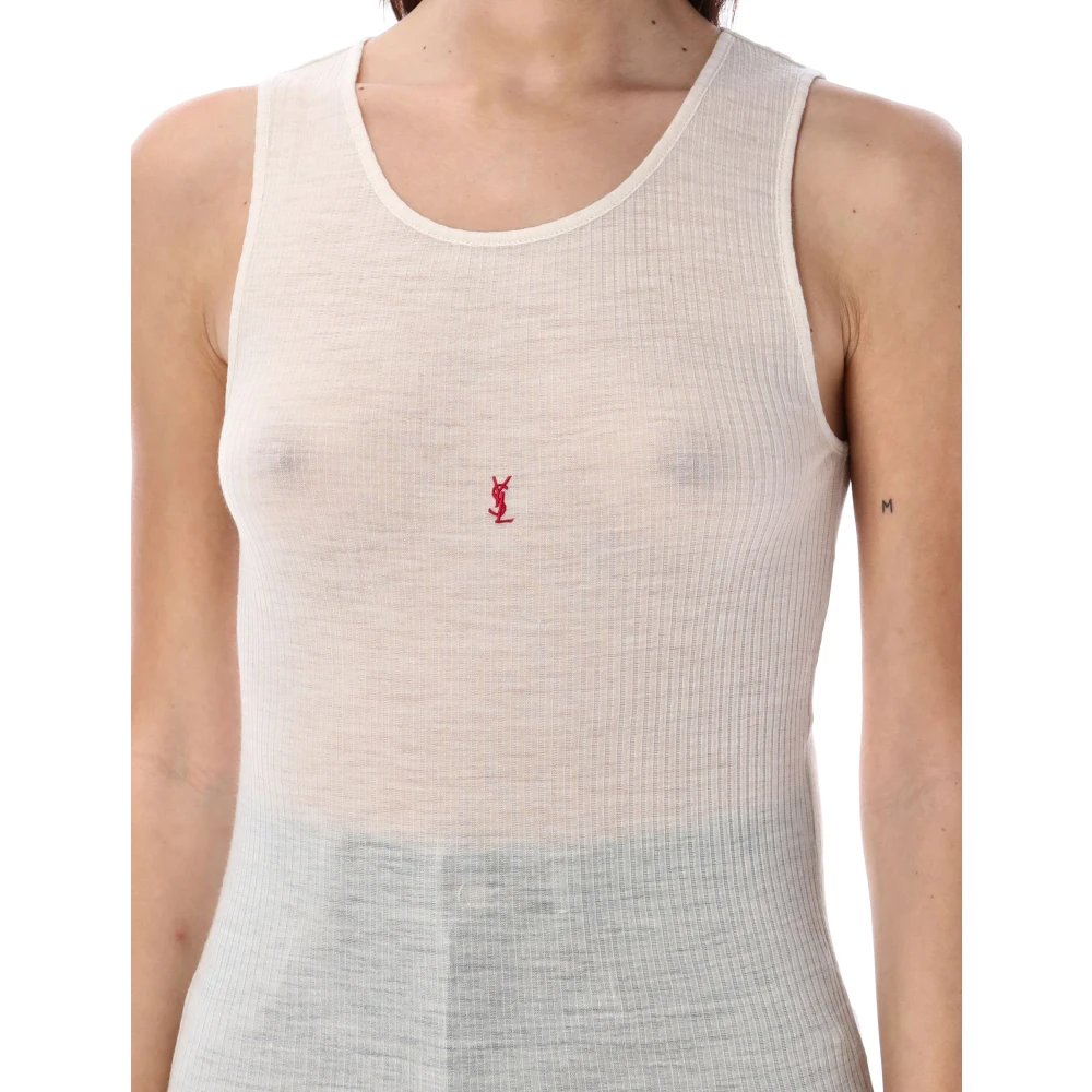 Saint Laurent Cassandre Tanktop Beige Dames