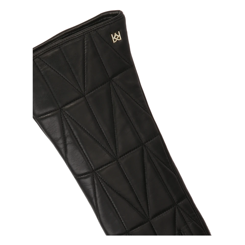Kazar Lange zwarte handschoenen met geometrisch patroonstiksel Black Dames