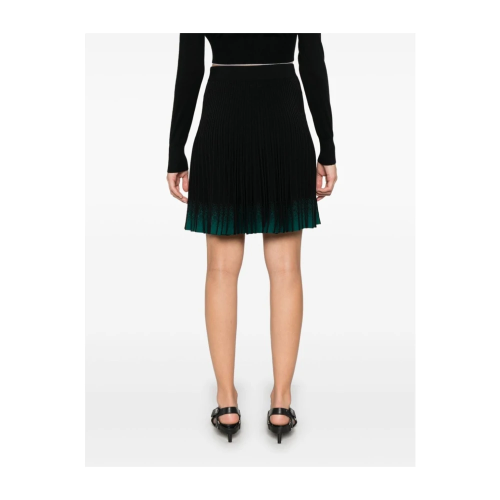 Emporio Armani Zwarte Geribbelde Gebreide Ombré Geplooide Rok Black Dames