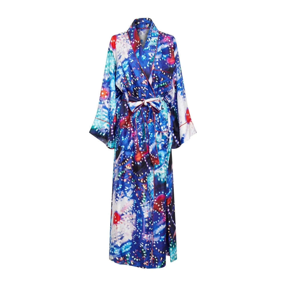 Dolce & Gabbana Zijden Luminaire Print Kimono Blue Heren