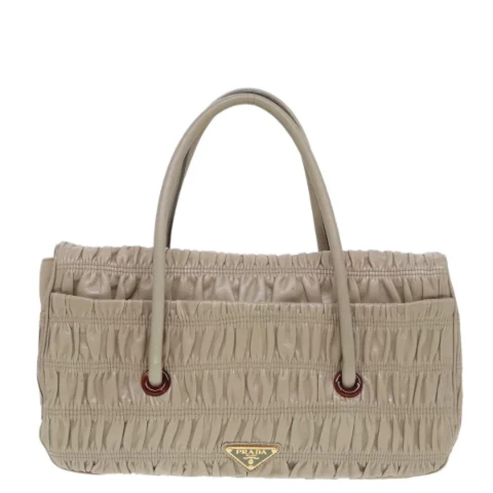 Prada Vintage Pre-owned Leather handbags Beige Dames