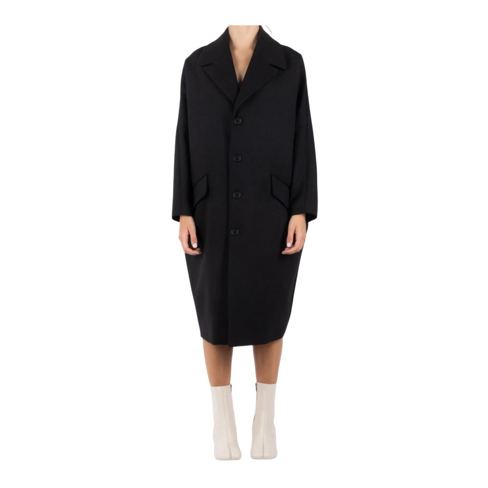 MM6 Maison Margiela Zwarte wollen jas Black Dames