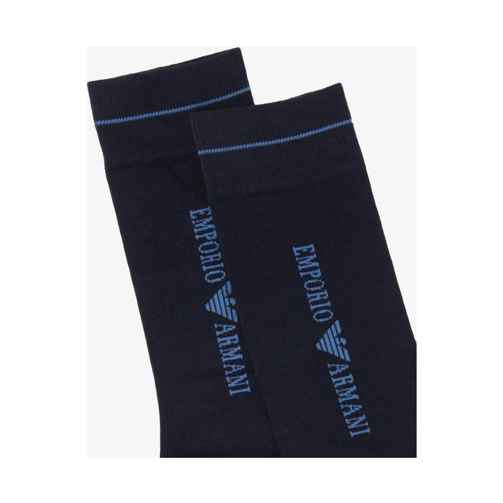Emporio Armani 3-Pack Logo Sokken Blue Heren