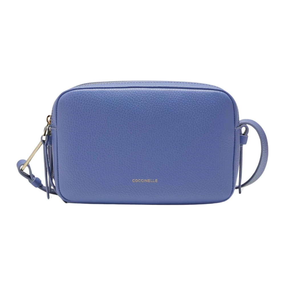 Coccinelle Women's Blue Grained Leather Shoulder Bag In
