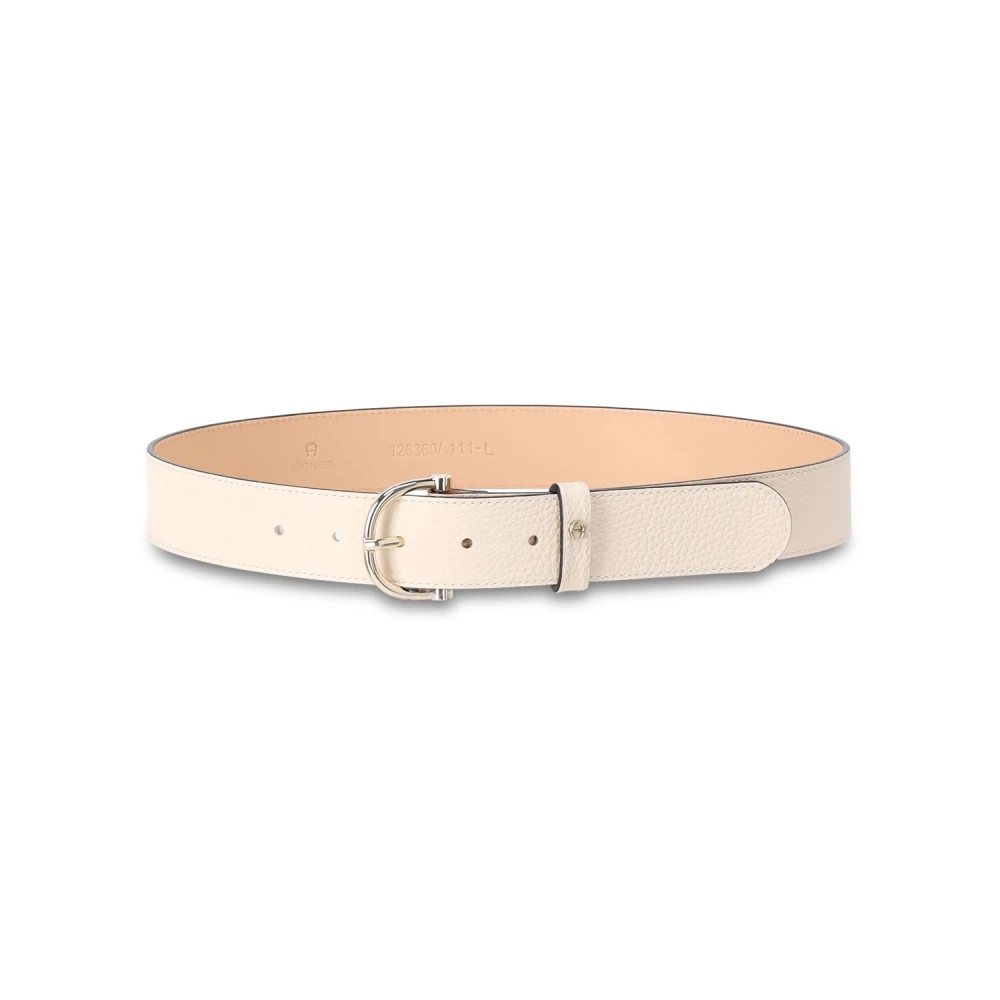 aigner Brede leren riem met gouden details Beige Dames